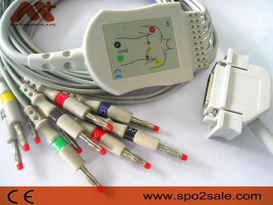 Het Helligecompatibele systeem direct-verbindt electrocardiogramkabel voor Cardiosys, EK36, EK403, EK41, EK413, EK43, EK512, EK53