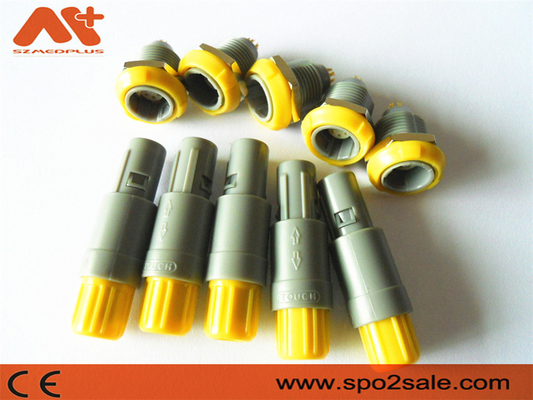 (G51MC7-P08LFD0-0040) 1P-trekkrachtduw 8 speld plastic contactdoos, Grey Shell, Gele, dubbele sleutel 60