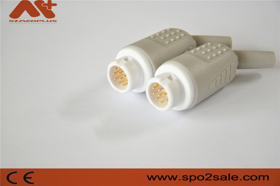 12 pin ECG-connector voor Mindray/Newtech/HP patiëntmonitor, nylon adapter, vergulde koperen pinnen
