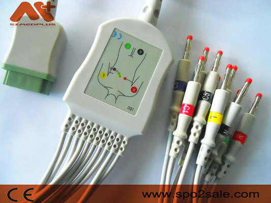 GE Marquette Compatible 10 de Kabel van het loodelectrocardiogram voor cath-Laboratorium, Streepje, Eagle, Mac Lab, PDM-Module, ZONNE