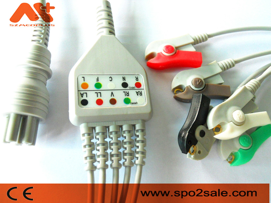 Kabel 5 van Omroncolin cable direct connect ECG de Geduldige Monitor van de Loodklem 6pin