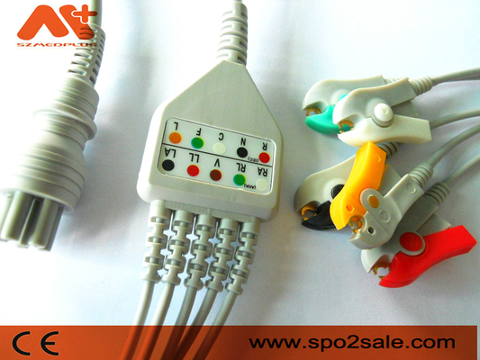 Kabel 5 van Omroncolin cable direct connect ECG de Geduldige Monitor van de Loodklem 6pin