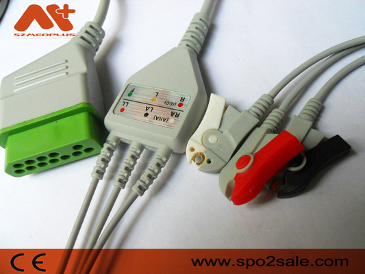 12 Pin Patient Monitor Cables 3 de Kabel Ecg Nihon Kohden van de Loodklem