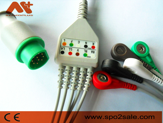 Siemens 10 Pin Compatible 5 Onverwacht Lood direct-verbindt ECG-Kabel